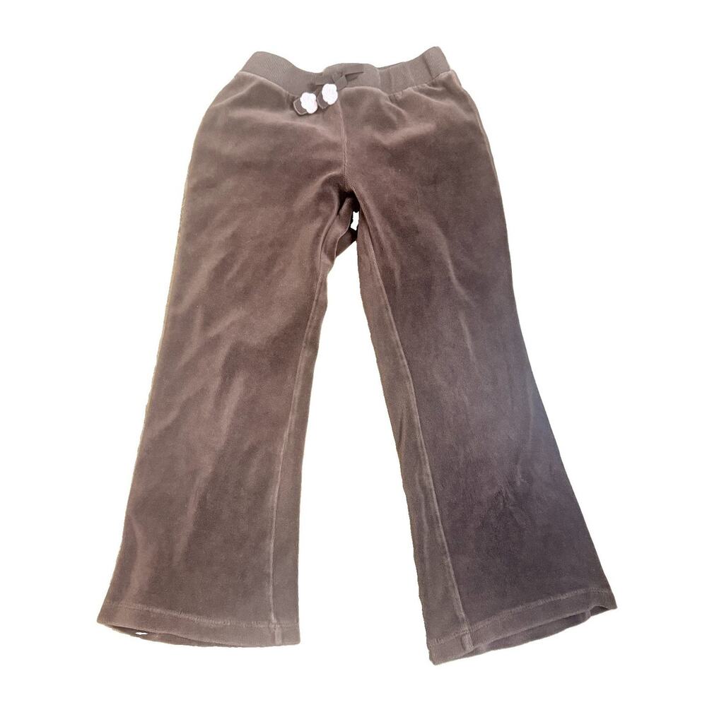 Gymboree Brown Cupcake Drawstring Solid Velour Pants Elastic Waist Size 5